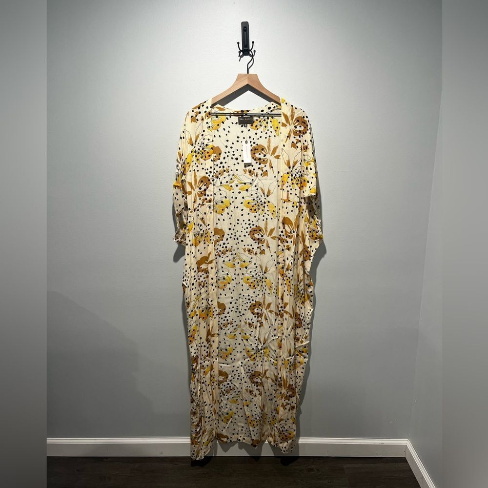 Anthropologie x Bel Kazan Cream Gold and Yellow Floral Duster OS NWT